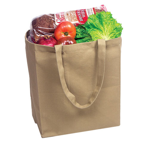 Cotton Carry Tote Bags - Khaki - 12" W X 14" H X 8" G