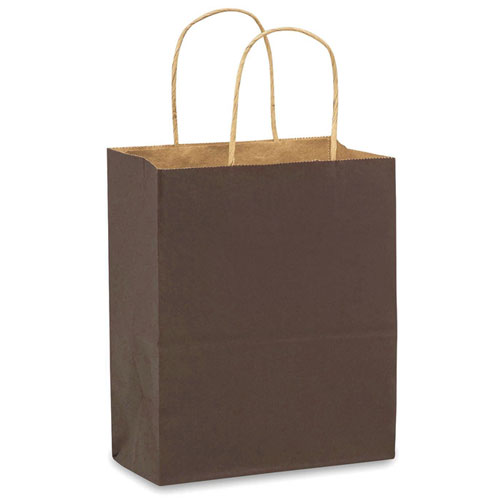 Espresso Brown Natural Kraft, Twisted Paper Handles - 8" W x 4-3/4" G x 10-1/4" H