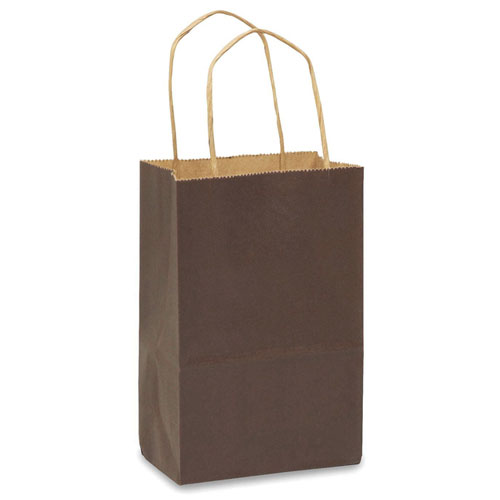 Espresso Brown Natural Kraft, Twisted Paper Handles - 5-1/2" W x 3-1/4" G x 8-3/8" H