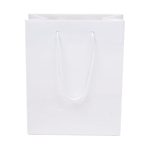 White, Gloss Laminated, Polypropylene Cord Handles - Assorted Sizes