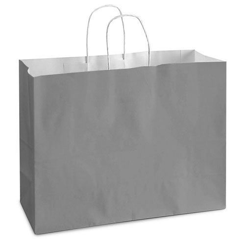 Gray White Kraft, Twisted Paper Handles - 16" W x 6" G x 12" H
