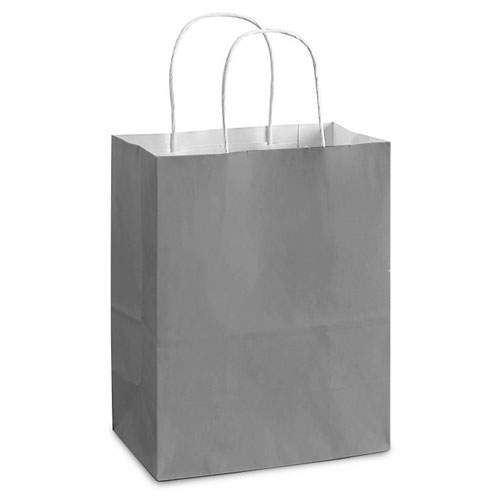 Gray White Kraft, Twisted Paper Handles - 8" W x 4-3/4" G x 10-1/4" H