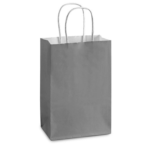 Gray White Kraft, Twisted Paper Handles - 5-1/2" W x 3-1/4" G x 8-3/8" H