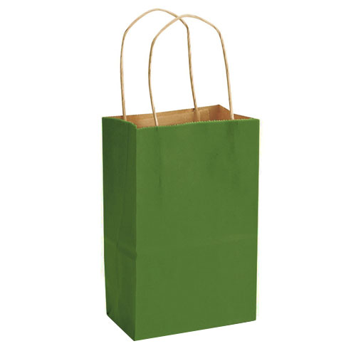 Green Natural Kraft, Twisted Paper Handles - 5-1/2" W x 3-1/4" G x 8-3/8" H