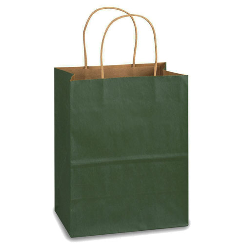 Hunter Green Natural Kraft, Twisted Paper Handles - 8" W x 4-3/4" G x 10-1/4" H