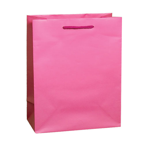 Hot Pink, Matte Laminated, Cotton Cord Handles - Assorted Sizes