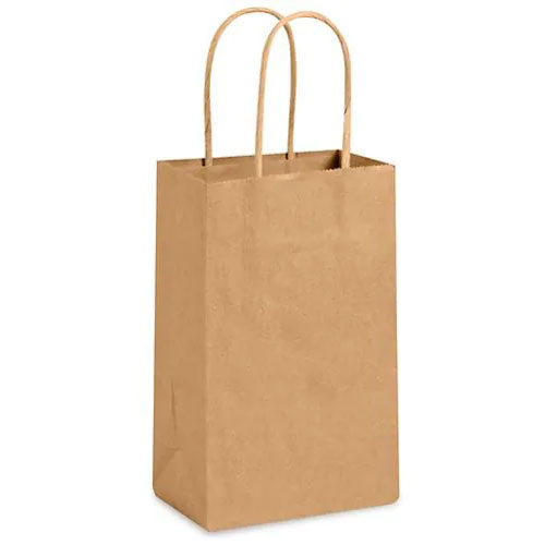 Natural Kraft, Twisted Paper Handles - 5-1/2" W x 3-1/4" G x 8-3/8" H