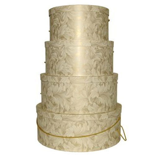 Ivory and Gold Scroll Pattern - 4 Box Nest