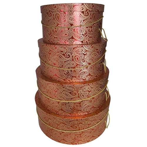 Red and Gold Paisley Pattern - 4 Box Nest