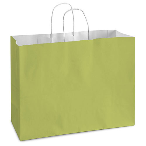 Pistachio White Kraft, Twisted Paper Handles - 16" W x 6" G x 12" H