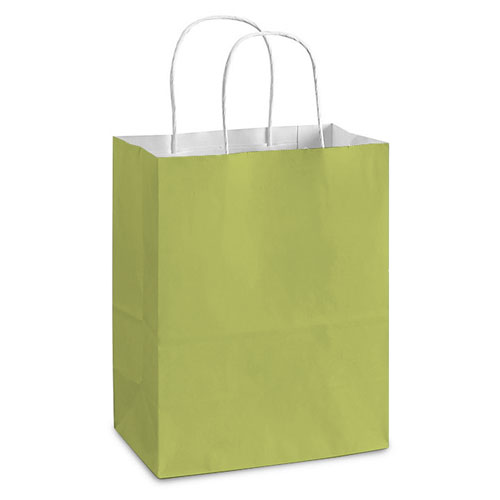 Pistachio White Kraft, Twisted Paper Handles - 8" W x 4-3/4" G x 10-1/4" H