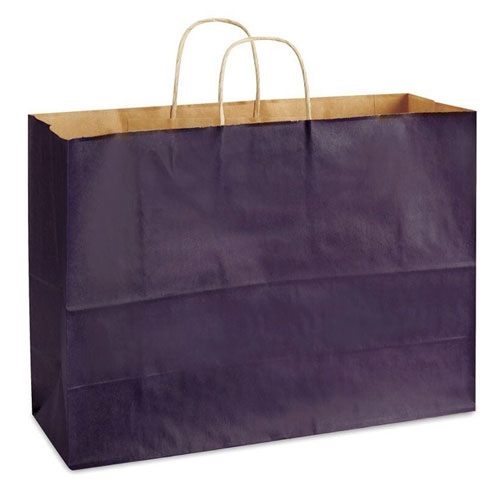 Purple Natural Kraft, Twisted Paper Handles - 16" W x 6" G x 12" H