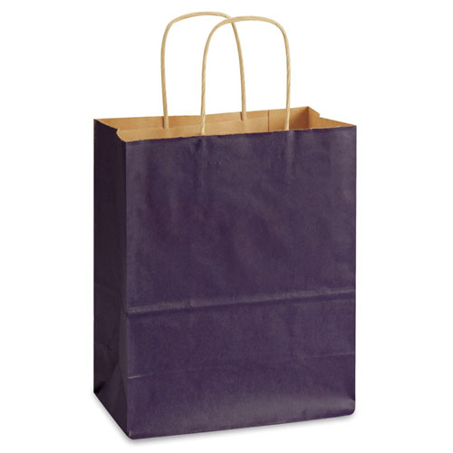 Purple Natural Kraft, Twisted Paper Handles - 8" W x 4-3/4" G x 10-1/4" H