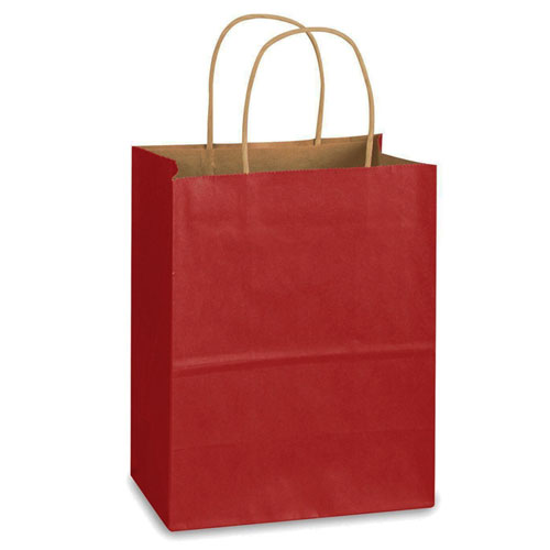 Red Natural Kraft, Twisted Paper Handles - 8" W x 4-3/4" G x 10-1/4" H