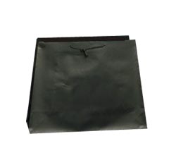Trapezoid Shape Euro Style Soft Handle Laminated Paper Shopping Bag - Matte Black
