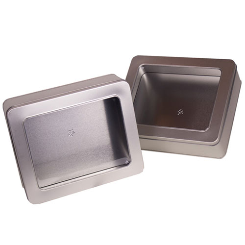 Metallic Silver with PET Window - 10 x 8-1/4 x 3-1/4