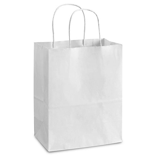 White Kraft, Twisted Paper Handles - 8" W X 4-3/4" G X 10-1/4" H