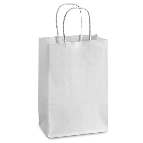 White Kraft, Twisted Paper Handles - 5-1/2" W X 3-1/4" G X 8-3/8" H