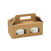 Jar Carrier with Window, 2 Jars up to 3-1/4" tall & 3-3/4" diameter - Natural Textured Rib