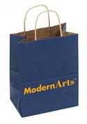 Custom Printed Kraft Shoppers with Navy Blue Tint - 3 Sizes Custom Printed Kraft Shoppers with Navy Blue Tint - 3 Sizes