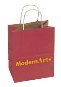 Custom Printed Kraft Shoppers with Red Tint - 3 Sizes Custom Printed Kraft Shoppers with Red Tint - 3 Sizes