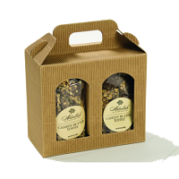 Jar Carrier with Window, 2 Jars up to 5-1/2" tall & 3" diameter - Natural Textured Rib Jar Carrier with Window, 2 Jars up to 5-1/2" tall & 3" diameter - Natural Textured Rib