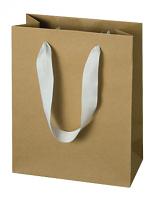 Recycled Kraft, Natural Finish, White Grosgrain Handles - Assorted Sizes