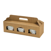 Jar Carrier with Window, 3 Jars up to 3-1/4" tall & 3-3/4" diameter - Natural Textured Rib Jar Carrier with Window, 3 Jars up to 3-1/4" tall & 3-3/4" diameter - Natural Textured Rib