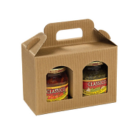 Jar Carrier with Window, 2 Jars measuring up to 4-3/8" tall & 3" diameter - Natural Textured Rib