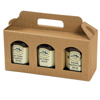 Jar Carrier with Window, 3 Jars measuring up to 4-3/8" tall & 3" diameter - Natural Textured Rib Jar Carrier with Window, 3 Jars measuring up to 4-3/8" tall & 3" diameter - Natural Textured Rib